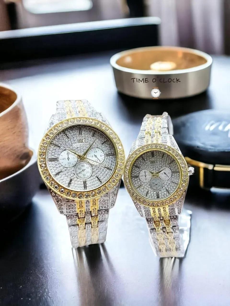 Golden Silver Unisex Couple Watch Stainless Steel Chain Strap