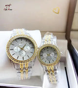 Golden Silver Unisex Couple Watch Stainless Steel Chain Strap