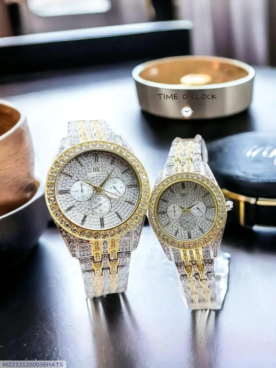 Golden Silver Unisex Couple Watch Stainless Steel Chain Strap